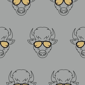 Slick Buffaloes in Sunglasses - Black on Gray