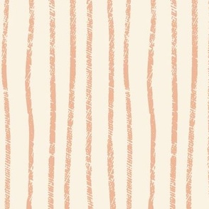 Textured Pastel Salmon Stripes - Large | Hand Drawn 