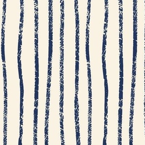 Textured Navy Blue Stripes - Large | Hand Drawn 