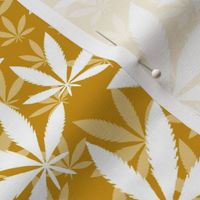 Bigger Scale Marijuana Cannabis Leaves White on Mustard