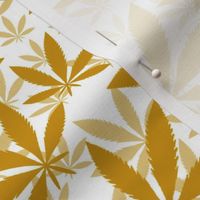 Bigger Scale Marijuana Cannabis Leaves Mustard on White