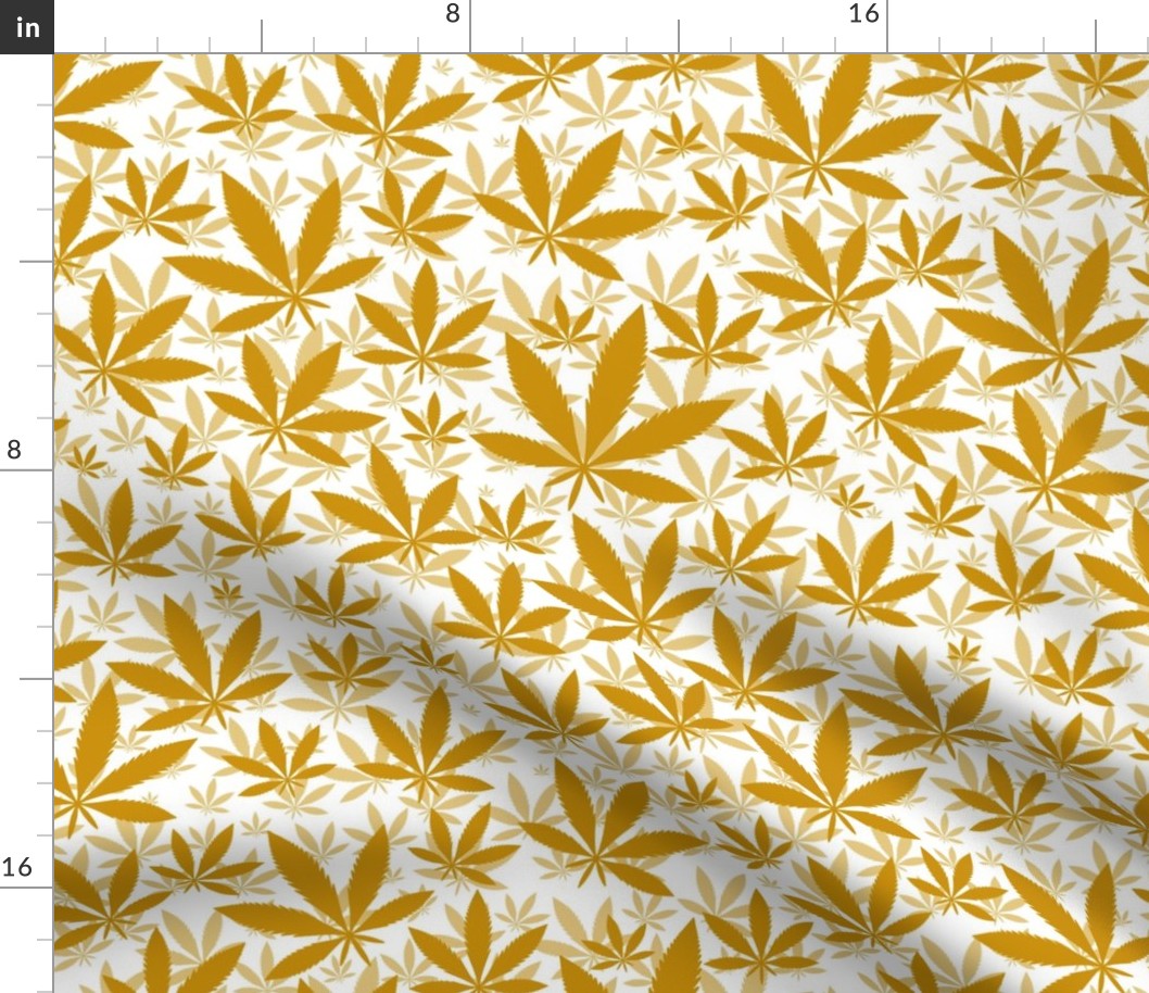 Bigger Scale Marijuana Cannabis Leaves Mustard on White