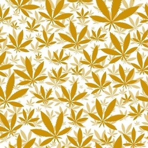 Smaller Scale Marijuana Cannabis Leaves Mustard on White
