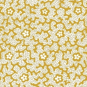 Coral Floral Dotted Mustard