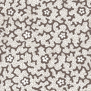 Coral Floral Dotted Warm Grey