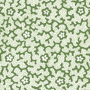 Coral Floral Dotted Olive