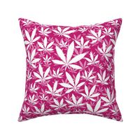 Bigger Scale Marijuana Cannabis Leaves White on Bubblegum Pink