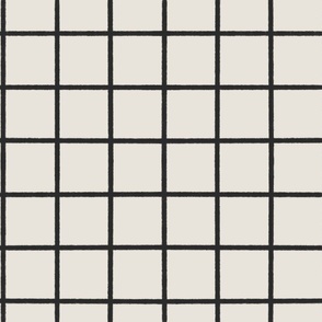 Minimalist Plaid in Tricorn Black Grid on Origami White