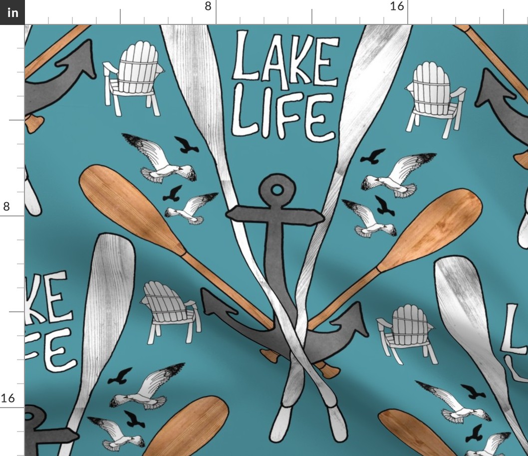 Lake Life Living (Dark Teal large scale)