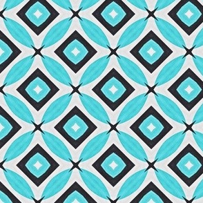 Black, Blue on White Geometric Print