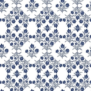 Grandmillennial Navy Blue and White large
