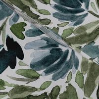 Jumbo - Midnight Blue Watercolour Tulip Vines - Light Grey