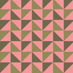 Green and Pink Triangles Geometric Print