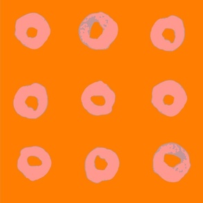 Watercolor Circles in a Grid-Orange, Peach-large scale