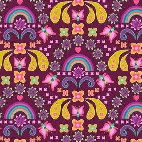 70's Psychedelic butterfly / maroon
