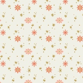 Small Festive Florals and Stars in Snow