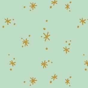 Large Festive Florals Stars in Mint Green