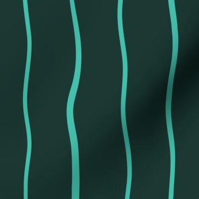 Wavy Turquoise Lines on Dark Teal Green