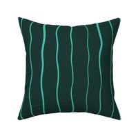 Wavy Turquoise Lines on Dark Teal Green