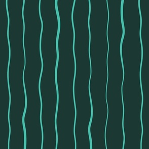 Wavy Turquoise Lines on Dark Teal Green