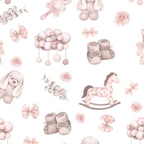 Cute Baby Girl Pink and White Pattern