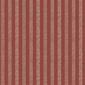 Chevron Stripes - Red & Ivory 2in