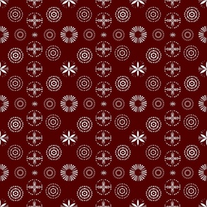(S) White & Burgundy_Lovely Winter Holiday Christmas Bauble Design