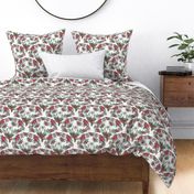 Traditional Christmas Pine Holly Berries Curve Shape