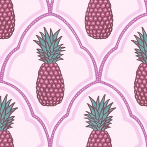 Vintage Pineapple - Pink (Medium Scale)