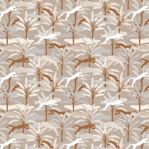 Cozy Tropical Jungle with Big Cats - Vintage Nature in Taupe, Beige and Cream Shades / Medium