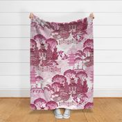 Large Blue Willow design dark pink