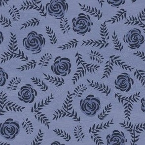 Roses on blue, lavender blue, simple pattern, 