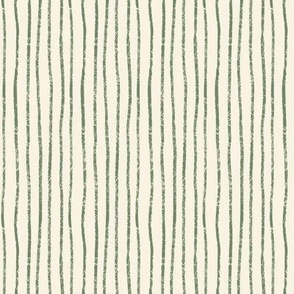 Textured Seaweed Green  Stripes | Hand Drawn 