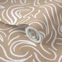 Scandinavian abstract - Minimalist vintage swirls raw waves design white on latte beige caramel