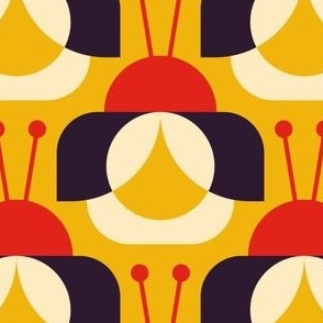 2845 E Medium -  retro ladybugs / ladybirds