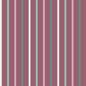 1/2" Wide Modern Christmas Stripes - Festive Colours of Claret Red & Sage Green
