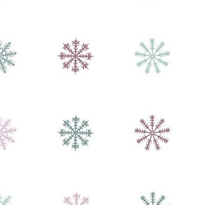 Modern & Stylised Christmas Festive Snowflakes Polka Dots - Traditional Colours with White
