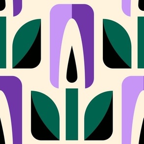 2883 E Large - geometric retro tulips