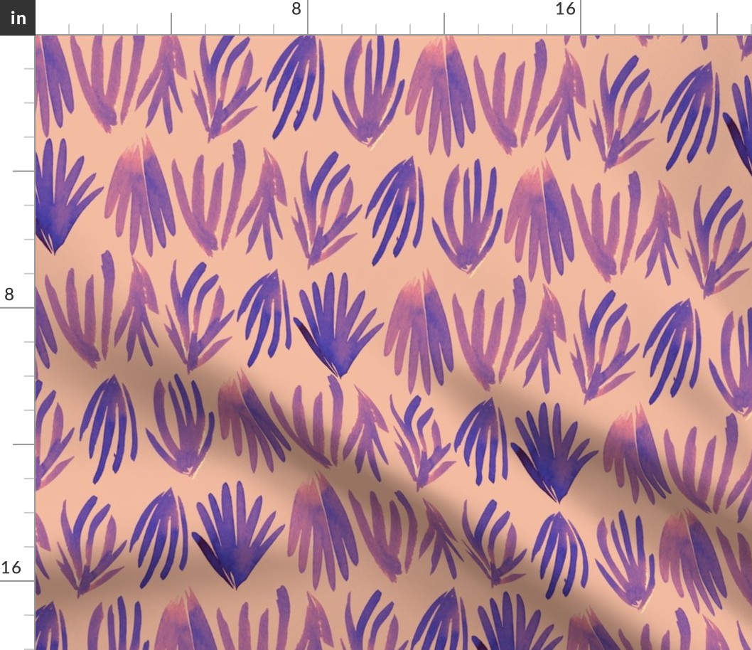 Protea Leaves in Purple and Pink on Pale Pink (Large)
