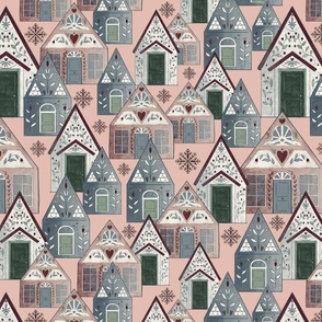 Christmas houses pink (XM23-18)
