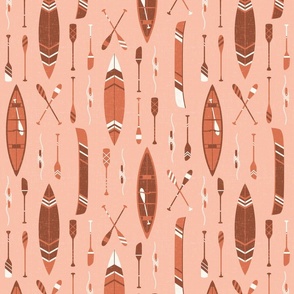 Canoes and Paddles - light peach pink - medium scale