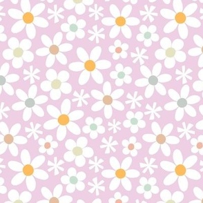 Daisy party scattered floral in purple 6 inch