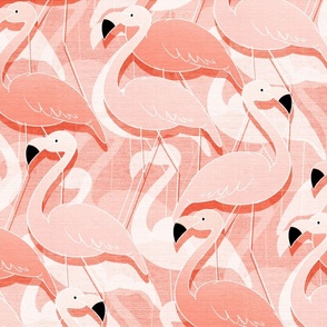 Salmon Pink Flamingo Flamboyance - large scale 