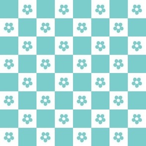 Daisy Checkerboard in blue 2 inch