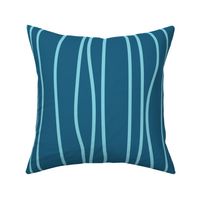Jumbo - Modern and fun, nautical wavy stripes. Underwater, waves - navy blue and turquoise