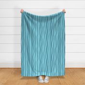 Jumbo - Modern and fun, nautical wavy stripes. Underwater, waves - navy blue and turquoise