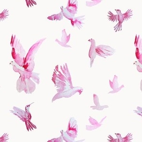 Watercolor Birds - Pink Pastel