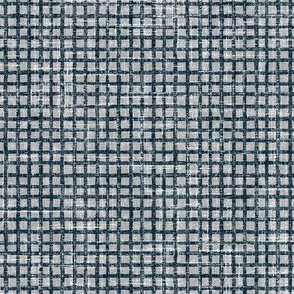 small - distressed grid - grey/blue