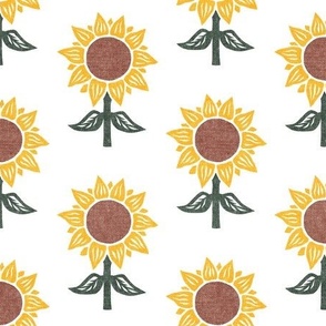 block print sunflower - yellow/green - LAD23