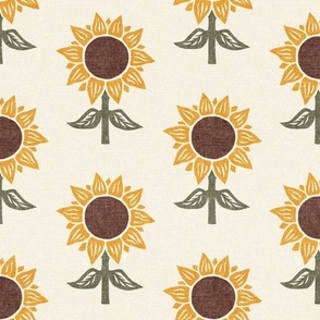 block print sunflower - OG gold/sage - LAD23